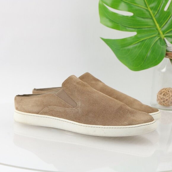 VINCE Womens Verrell Mule Size 11 Tan Suede Slip On Sneaker Flat Shoe Comfy - Picture 1 of 15